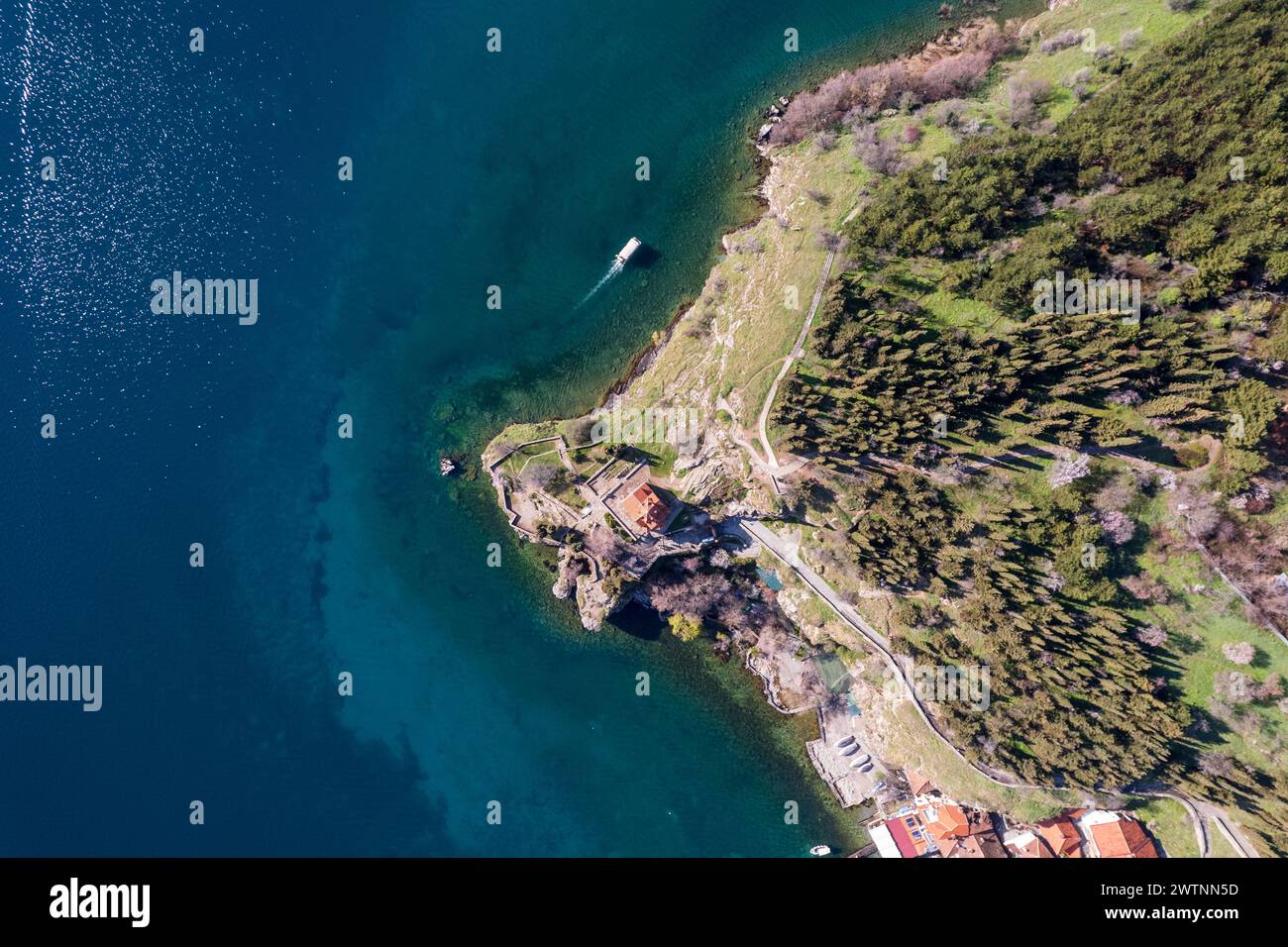 Veduta aerea della chiesa di Ohrid, nella Macedonia del Nord Foto Stock