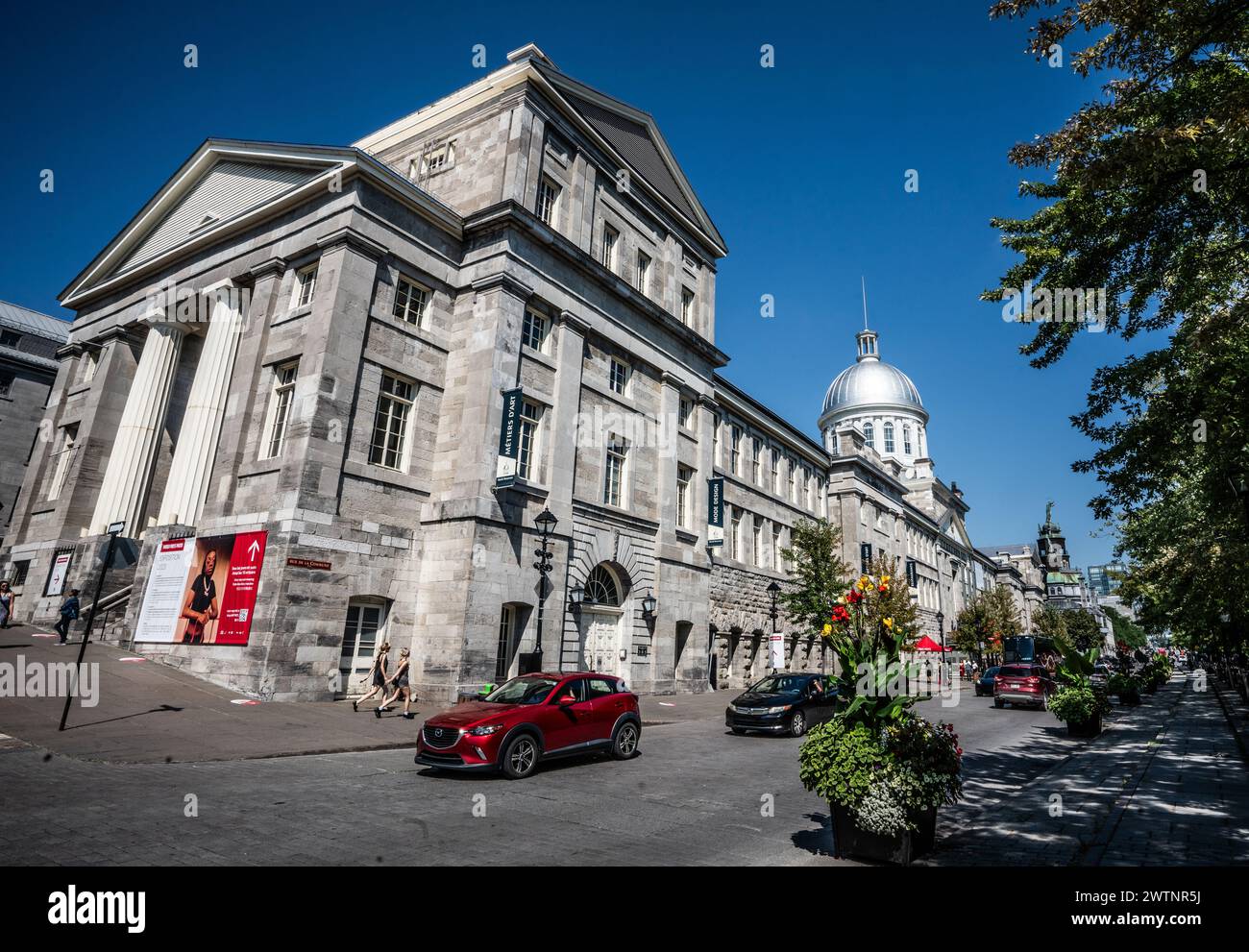 Le strade della città vecchia di Montreal in una giornata di sole Foto Stock