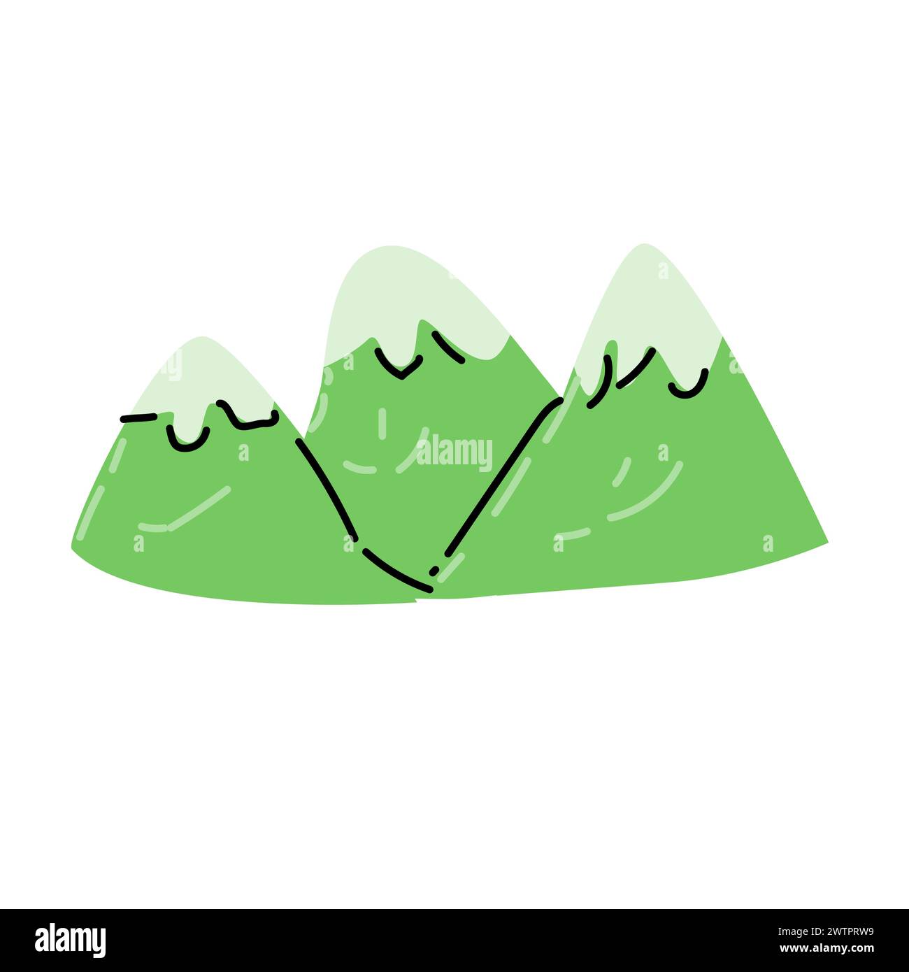 Montagna disegnata a mano - illustrazione vettoriale isolata . L'illustrazione vettoriale può essere utilizzata per adesivi, banner e volantini. Illustrazione Vettoriale