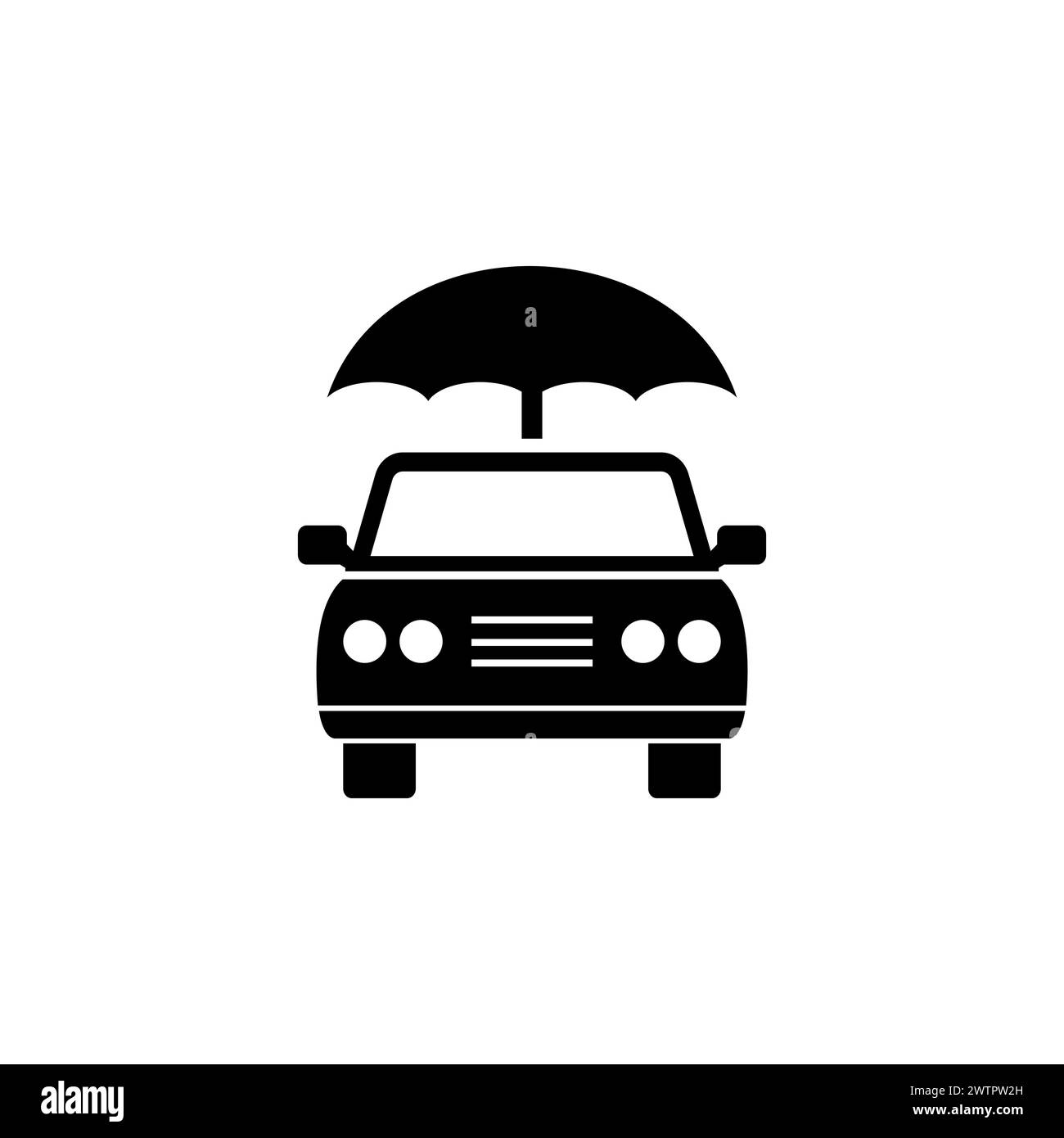 Icona vettoriale piatto ombrello auto assicurativo. Simbolo solido semplice isolato su sfondo bianco Illustrazione Vettoriale