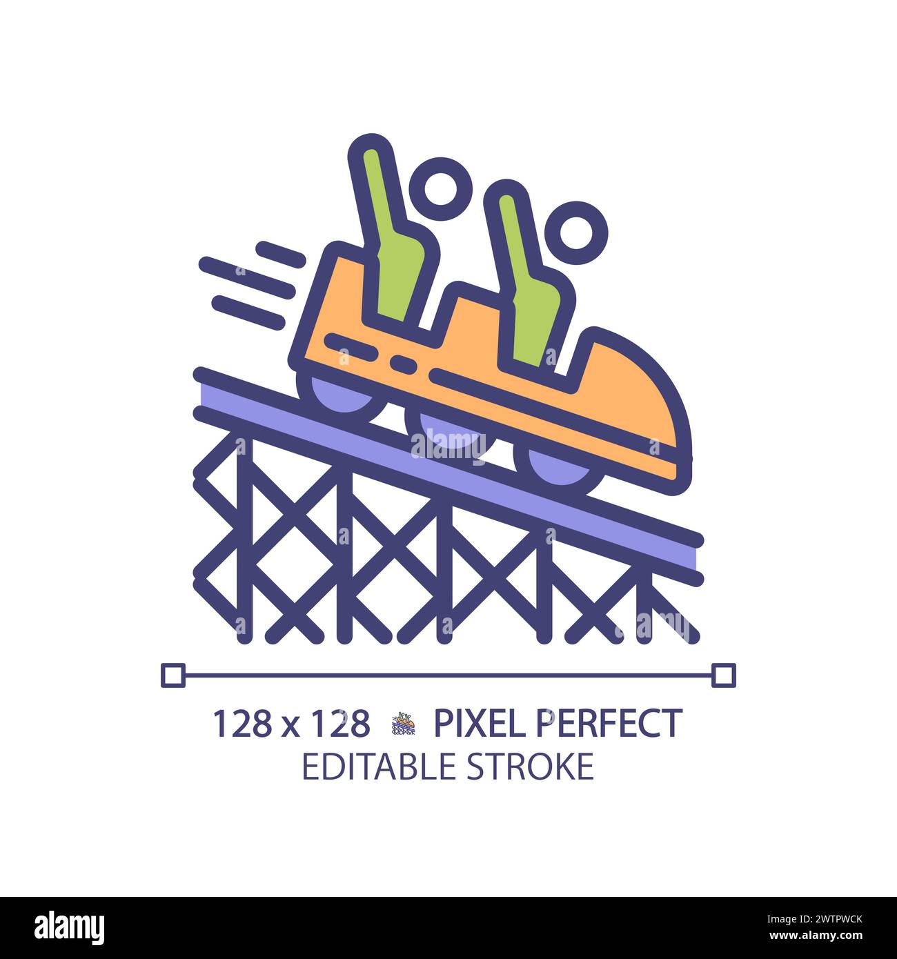 Icona a colori RGB pixel Perfect delle montagne russe Illustrazione Vettoriale