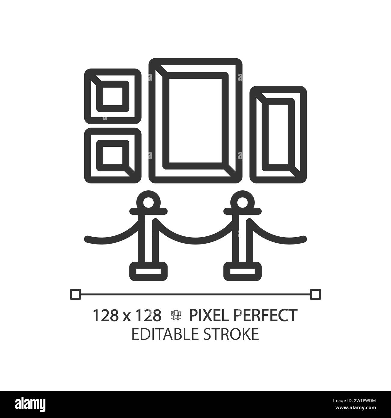 Icona lineare pixel Perfect della mostra d'arte Illustrazione Vettoriale