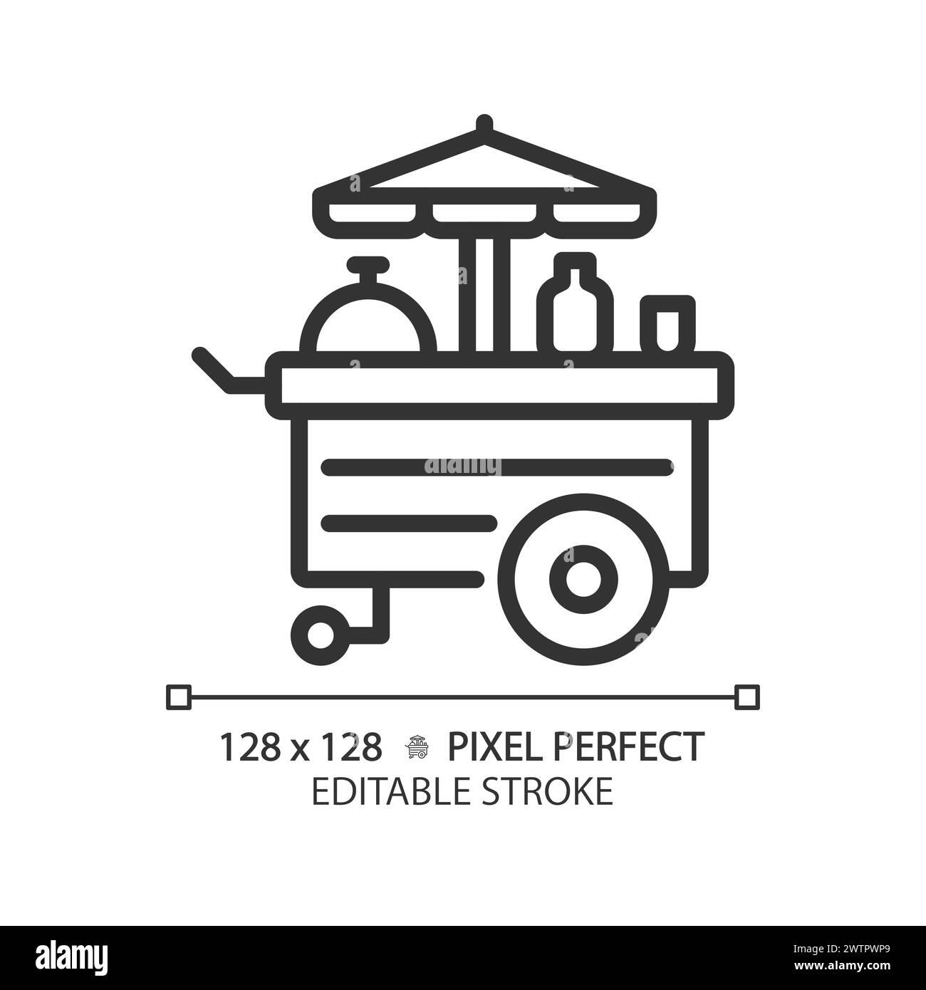 Icona lineare pixel Perfect del carrello dei prodotti alimentari Illustrazione Vettoriale