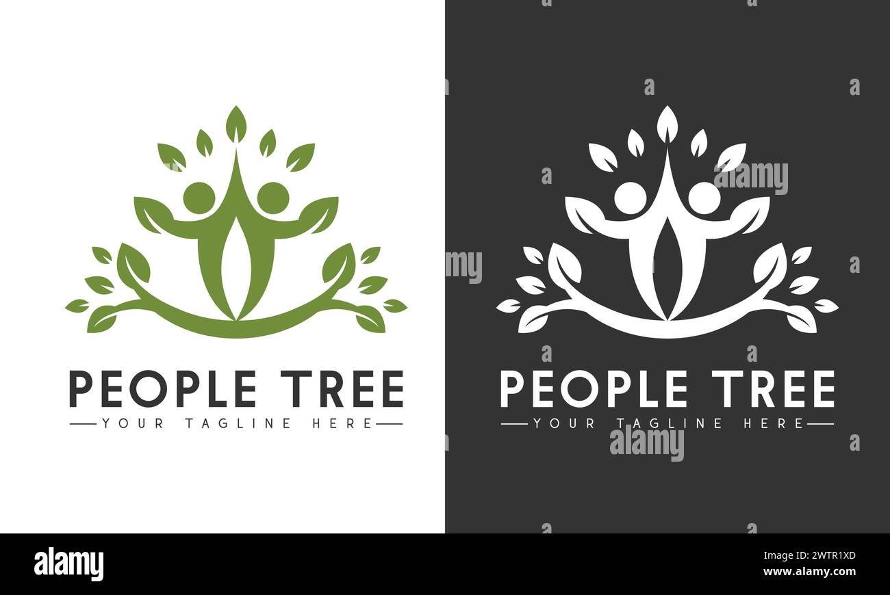 Persone albero Logo Design vita sana tipo di logo Illustrazione Vettoriale