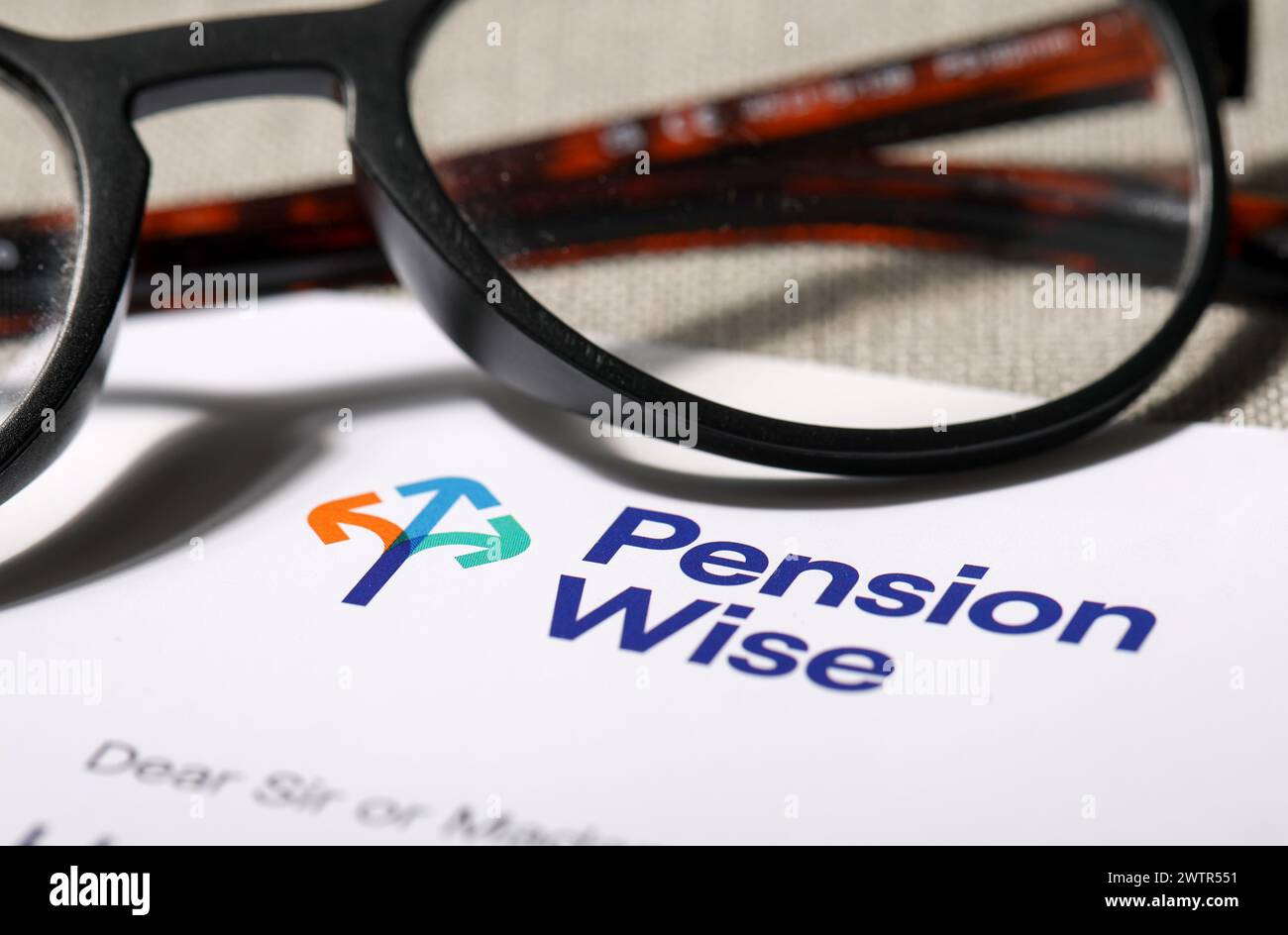 Lettera Pension Wise inviata a un residente nel Regno Unito per discutere del fabbisogno pensionistico. Foto Stock