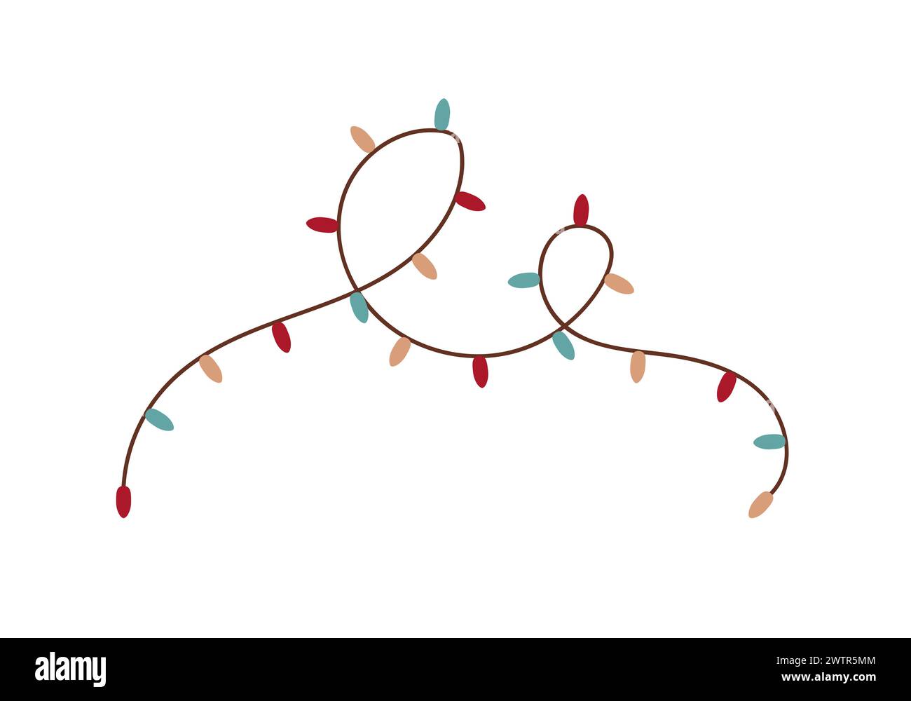 garland colorata di Natale. Illustrazione vettoriale piatta decorazione casa vacanze invernali Illustrazione Vettoriale