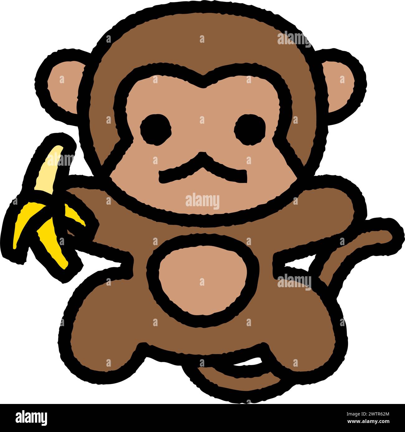 monkey cartoon roughen full contorno icona per decorazione, sito web, web, app mobile, stampa, banner, logo, design di poster, ecc. Illustrazione Vettoriale