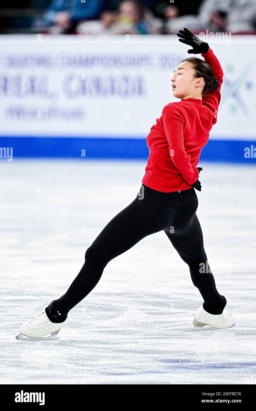 Kaori SAKAMOTO (JPN), durante le esercitazioni femminili, ai Campionati mondiali di pattinaggio di figura ISU 2024, al Bell Centre, il 18 marzo 2024 a Montreal, Canada. Crediti: Raniero Corbelletti/AFLO/Alamy Live News Foto Stock