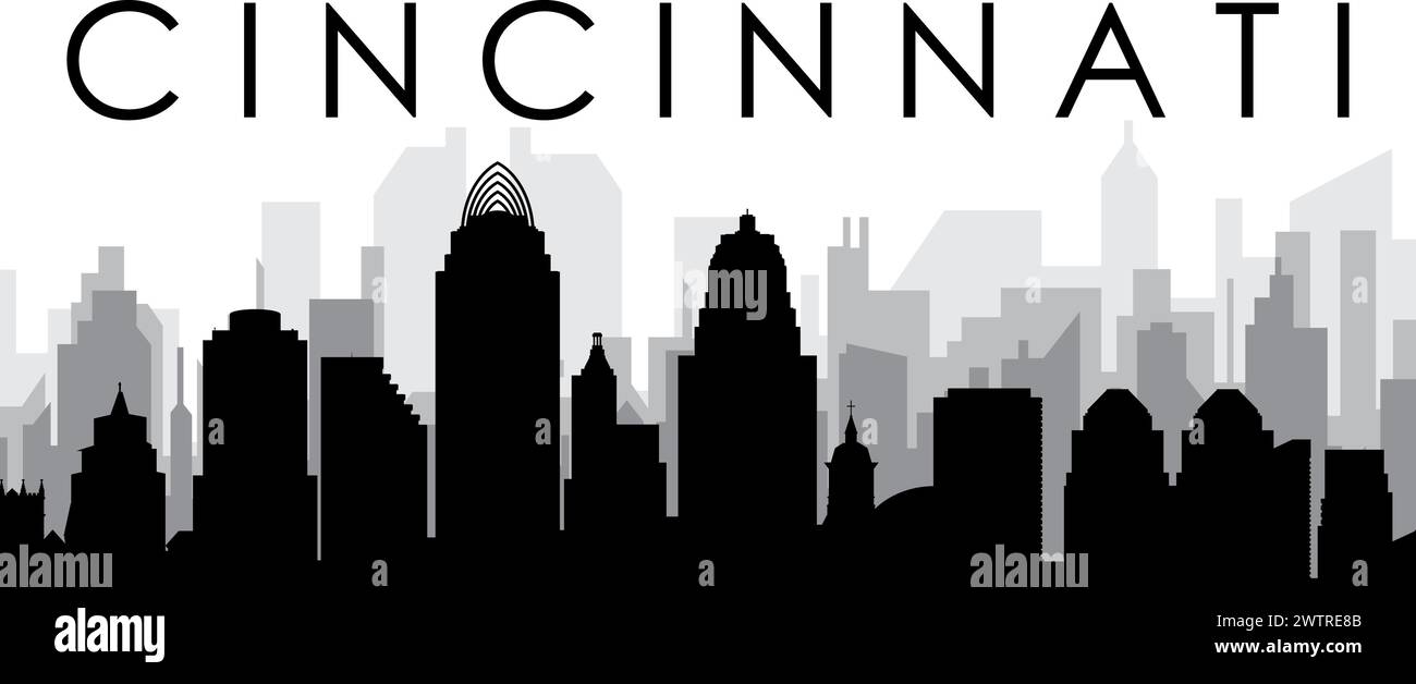 Panorama della città di CINCINNATI, Stati Uniti Illustrazione Vettoriale