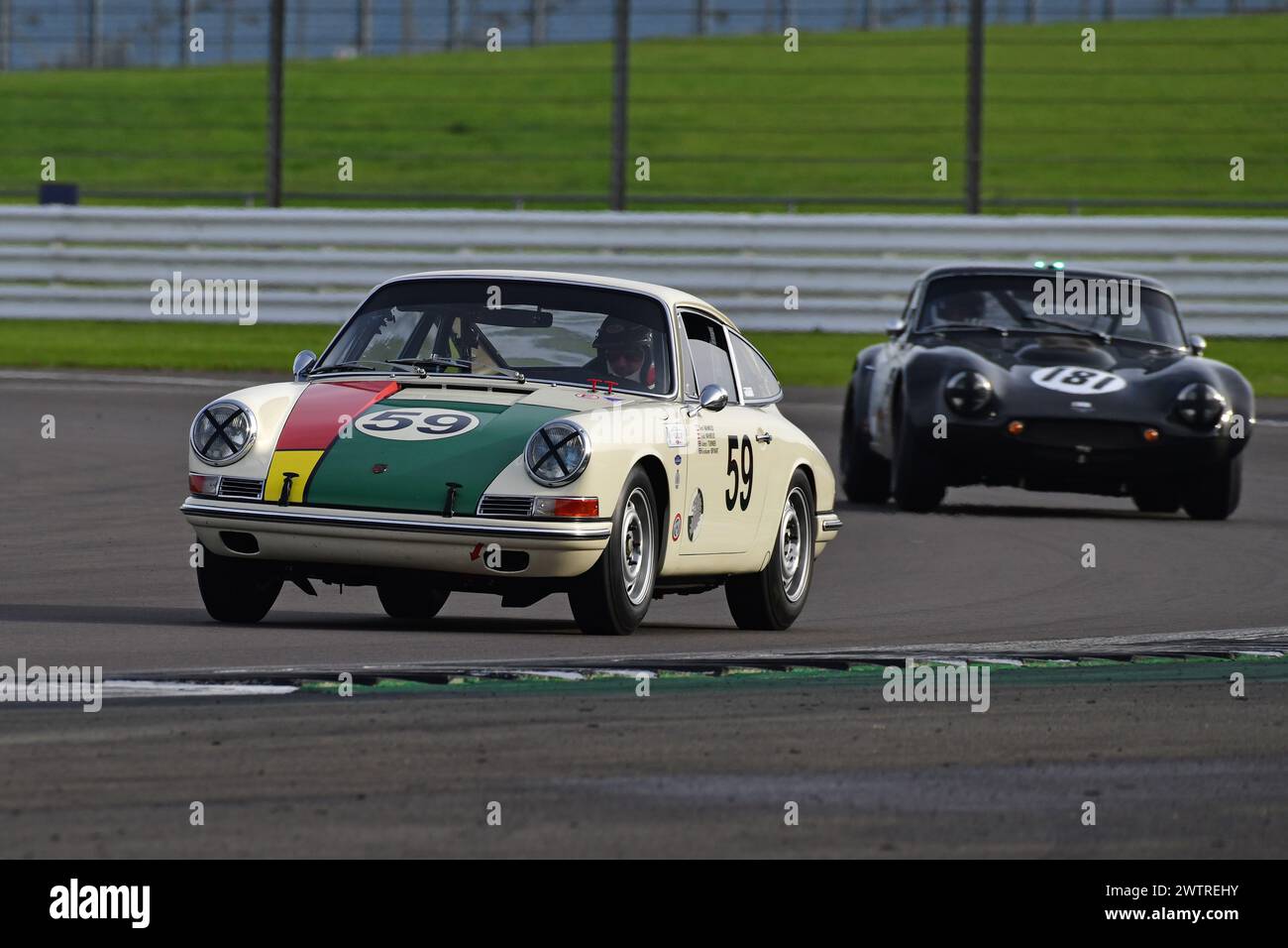 Tarek Mahmoud, James Turner, Grahame Bryant, Porsche 901, RAC Pall Mall Cup per le vetture GT pre '66 e Touring pre '63 GTS e pre '60 Sports Cars, tre Foto Stock