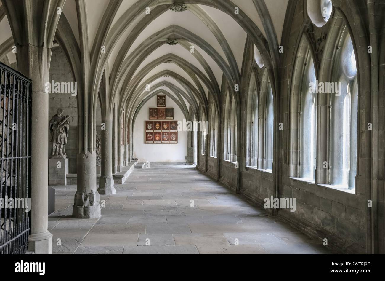 Ottima vista all'interno del chiostro della famosa Cattedrale di Costanza nella città vecchia di Costanza (Costanza) sul Lago di Costanza (Bodensee). L'ala sud... Foto Stock