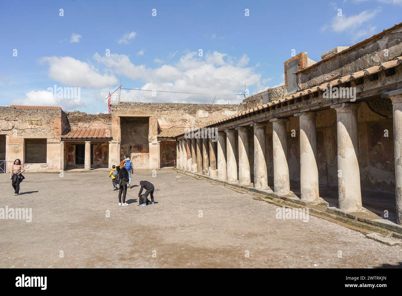 Piazza alle Terme Stabiane, Terme Stabiane, stabilimento balneare nell'antica città di Pompei, Napoli, Italia Foto Stock