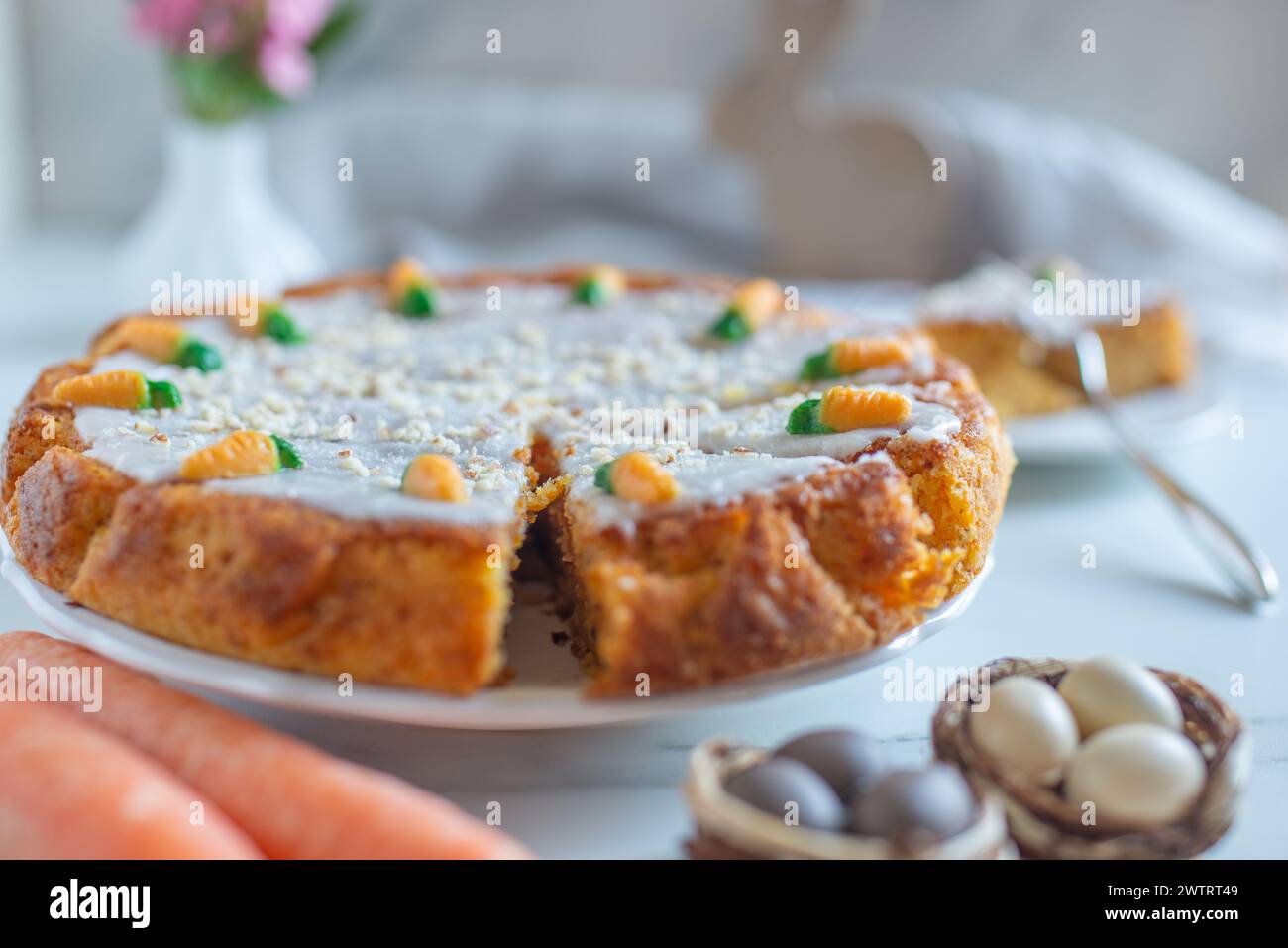 torta di carote di pasqua Foto Stock