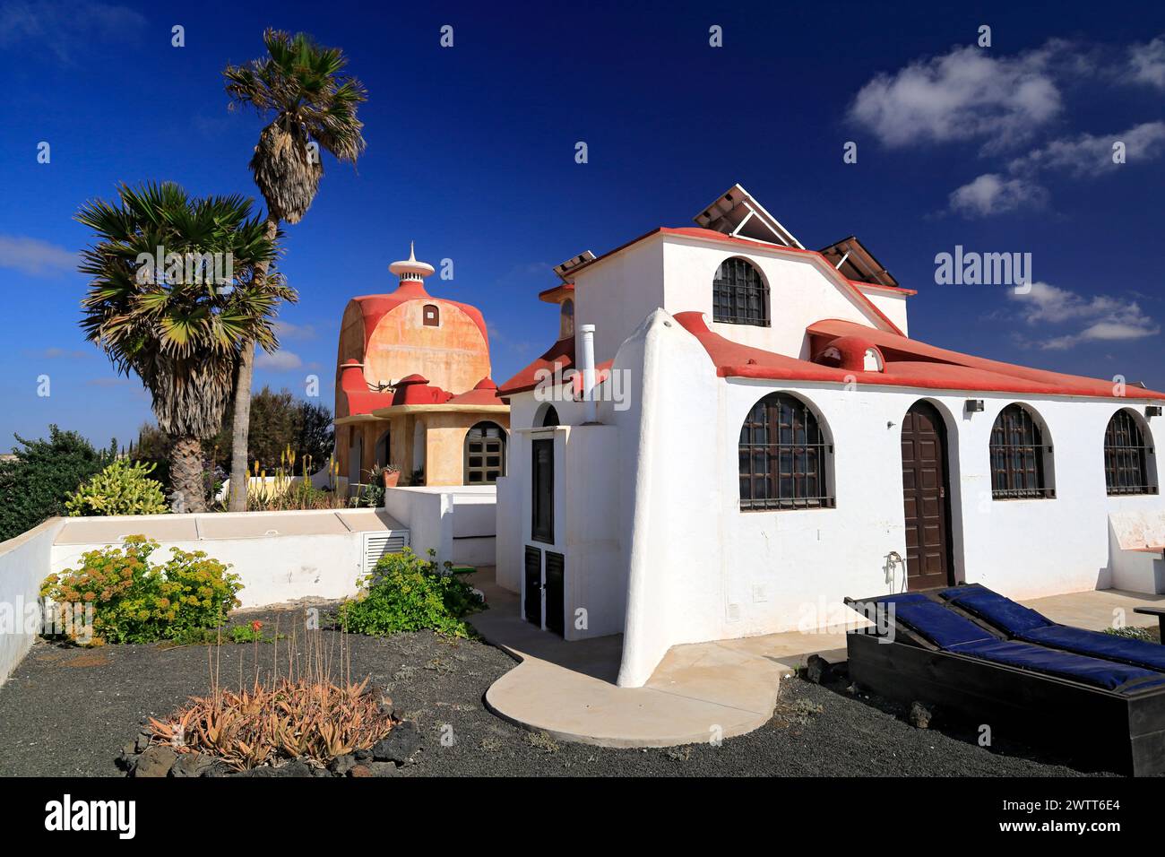 Dream House progettata dall'architetto e artista delle Canarie Antonio Padrón Barrera, la Concha Beach, El Cotillo, Fuerteventura, Isole Canarie, Spagna. Foto Stock