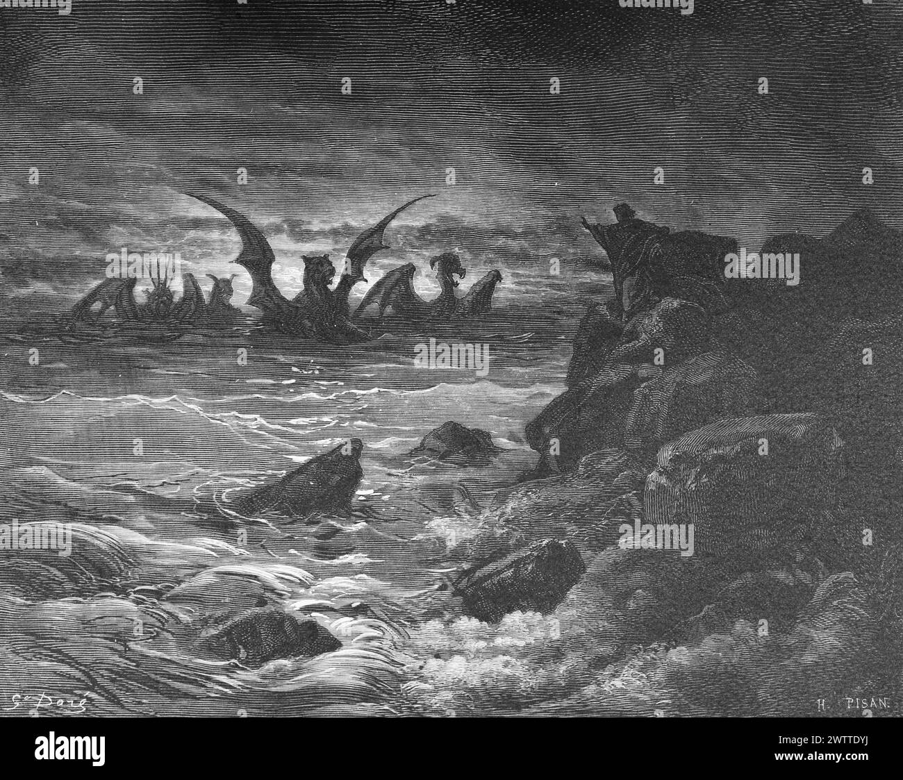 Il volto del profeta Daniele, Danie, capitolo 7, Antico Testamento, Bibbia, il Gspel secondo , ilustration storico 1886 Foto Stock