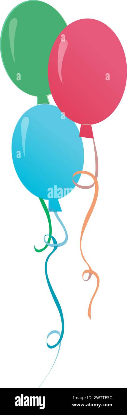 Palloncini colorati in volo. Icona del colore della festa decorativa Illustrazione Vettoriale