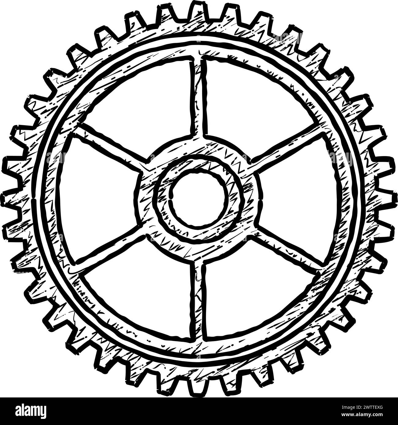 Icona ingranaggio. Macchine trafilate a mano. Tecnologia vintage Illustrazione Vettoriale