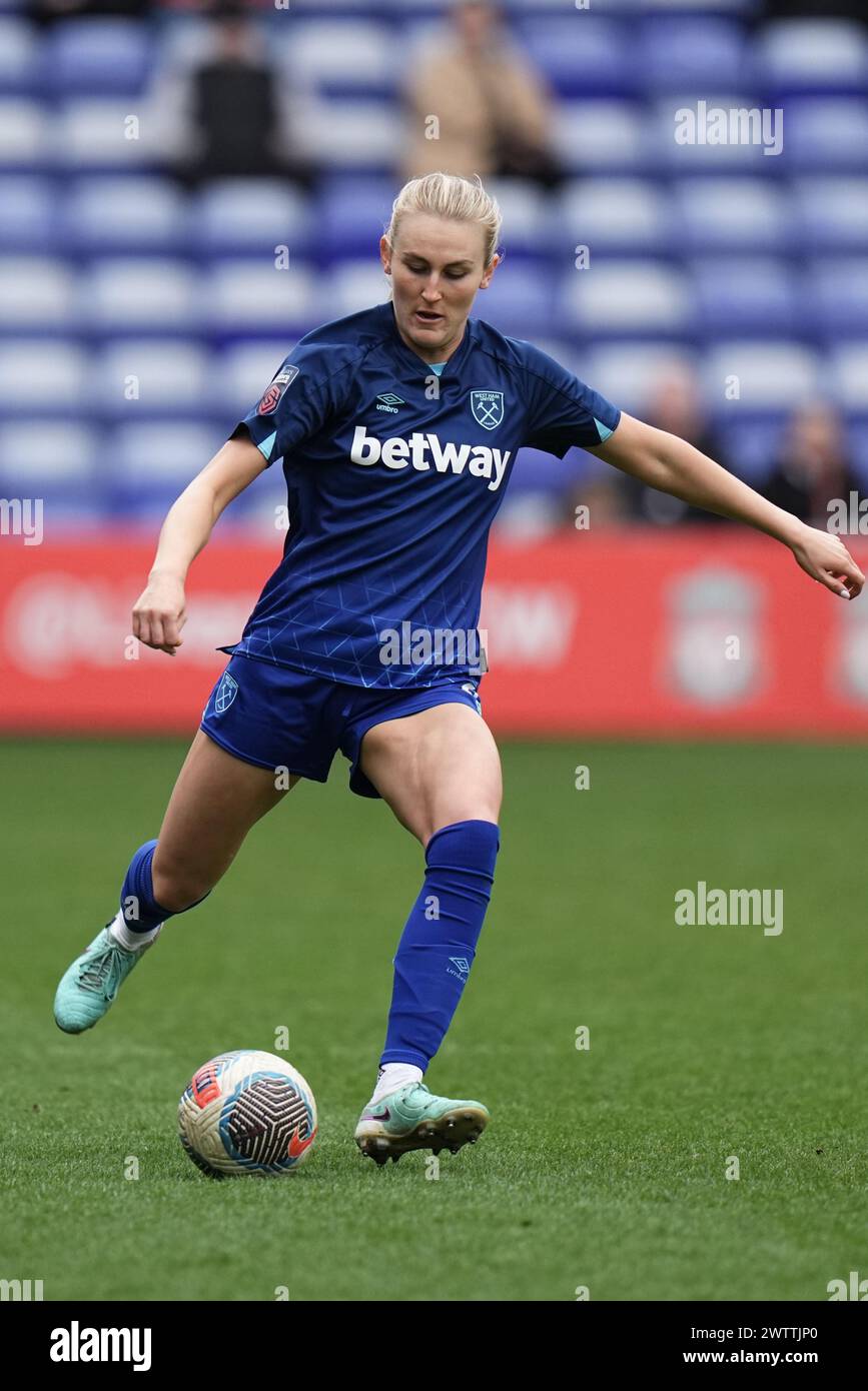 Liverpool FC vs West Ham United FC Barclays Womens Super League PRENTON PARK TRANMERE INGHILTERRA MARZO 2024. Shelina Zadorsky durante il Barclays Women's Super League match tra Liverpool FC e West Ham United FC al Prenton Park Tranmere il 17 marzo 2024 a Birkenhead, Inghilterra. (Foto Alan Edwards per F2images) Foto Stock