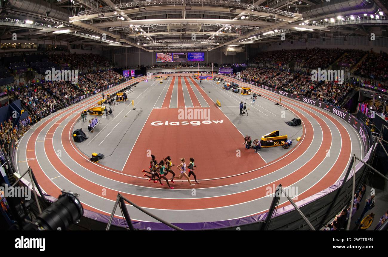 Finale femminile di 800 m ai Mondiali di atletica leggera indoor, Emirates Arena, Glasgow, Scozia Regno Unito. 1°/3 marzo 2024. Foto Gary Mitchell Foto Stock