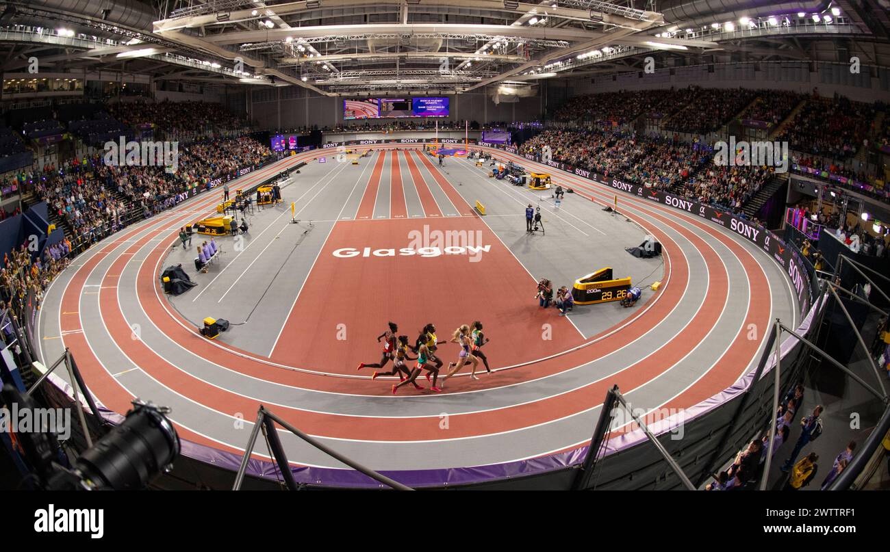 Finale femminile di 800 m ai Mondiali di atletica leggera indoor, Emirates Arena, Glasgow, Scozia Regno Unito. 1°/3 marzo 2024. Foto Gary Mitchell Foto Stock