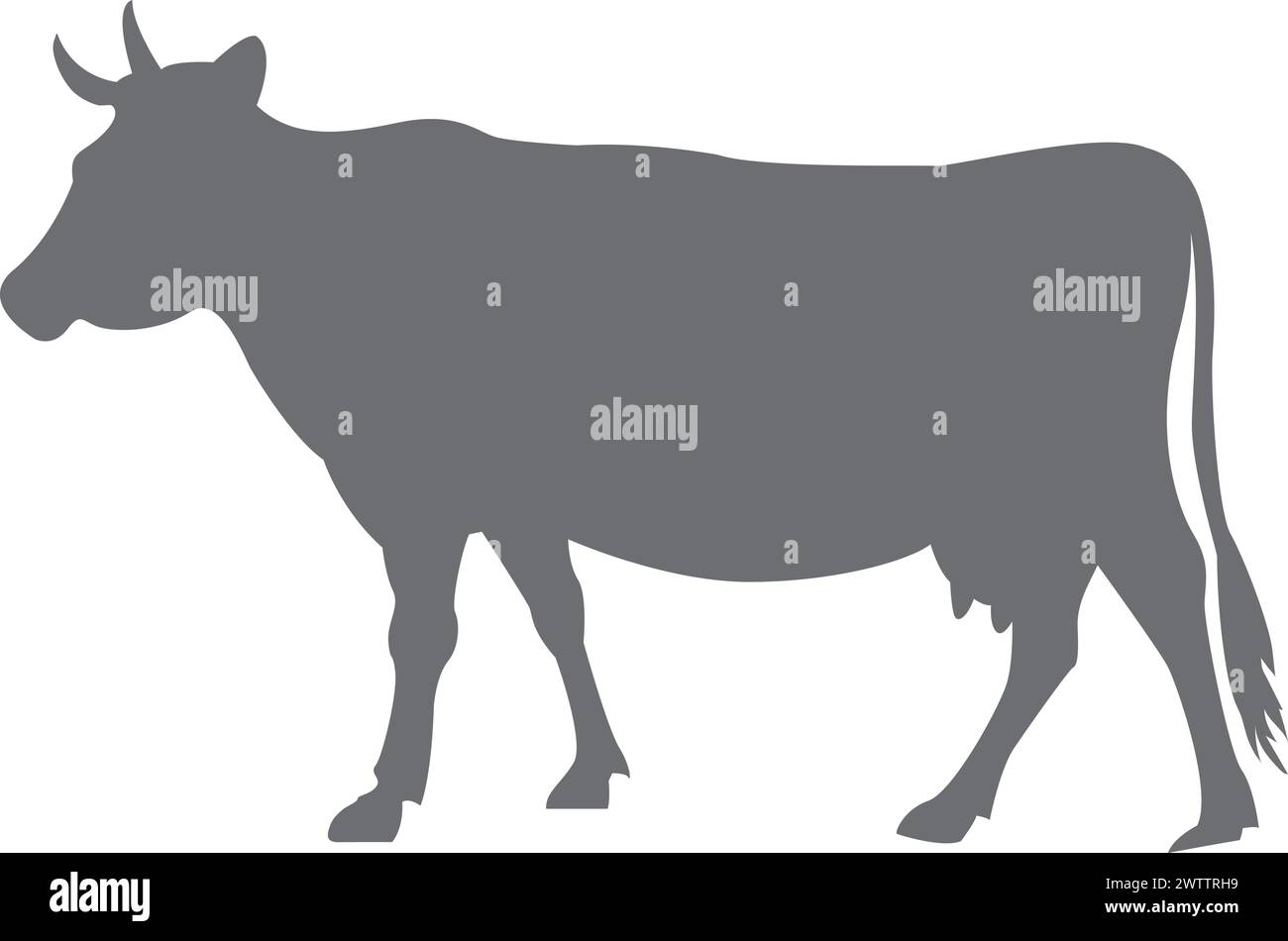 Silhouette nera mucca. Simbolo dell'animale da allevamento Illustrazione Vettoriale