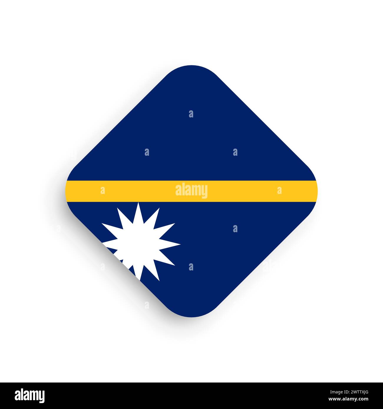 Bandiera Nauru - icona a forma di rombo con ombra sganciata isolata su sfondo bianco Illustrazione Vettoriale