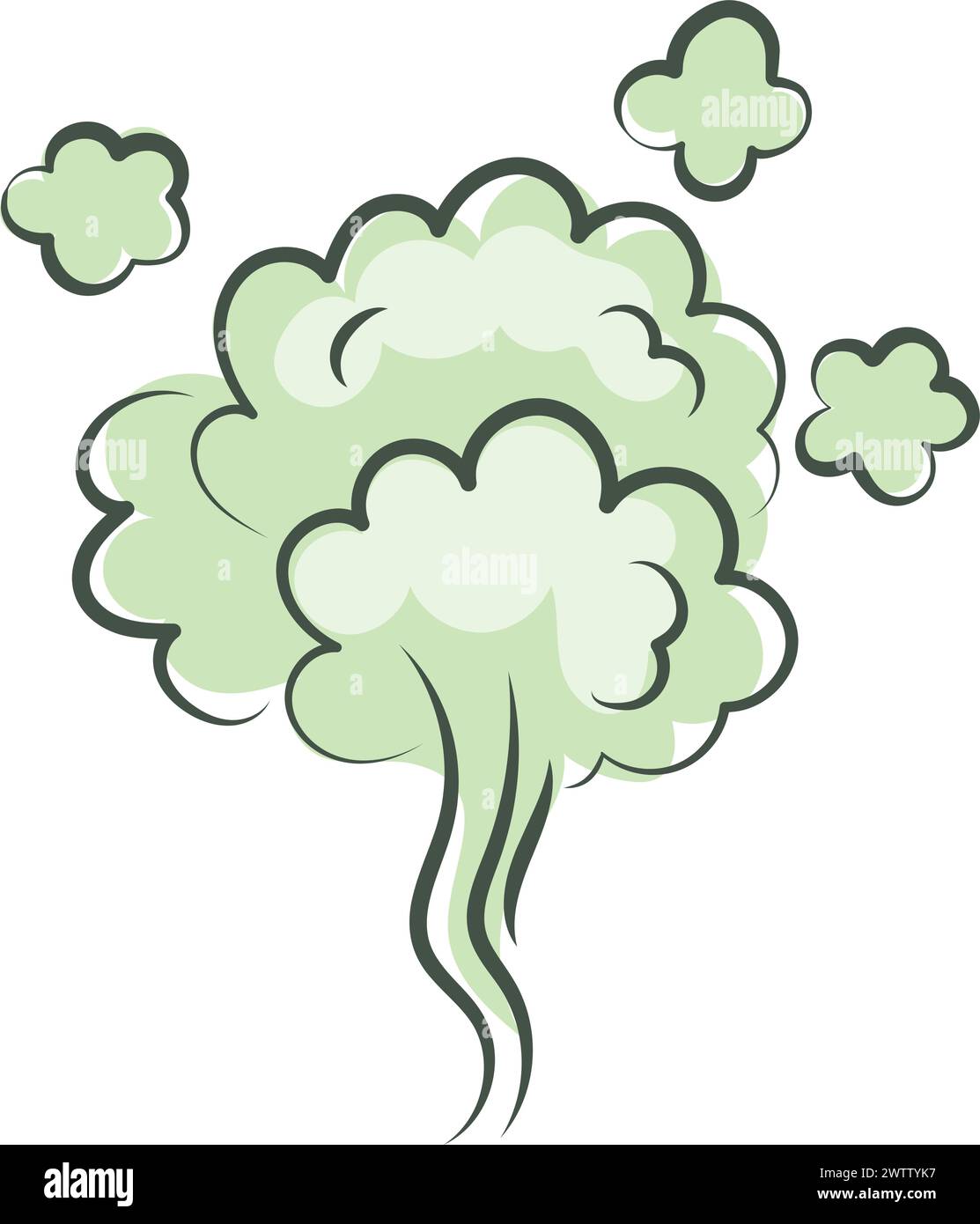 Nuvola di cattivo odore. Effetto veleno verde comico Illustrazione Vettoriale