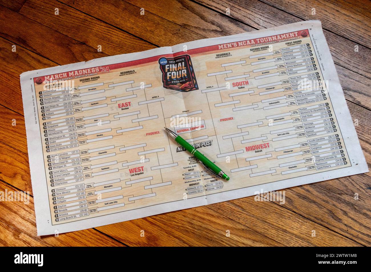 STILL Life of 2024, ultimi quattro campionati NCAA nel New York Post Newspaper, USA Foto Stock