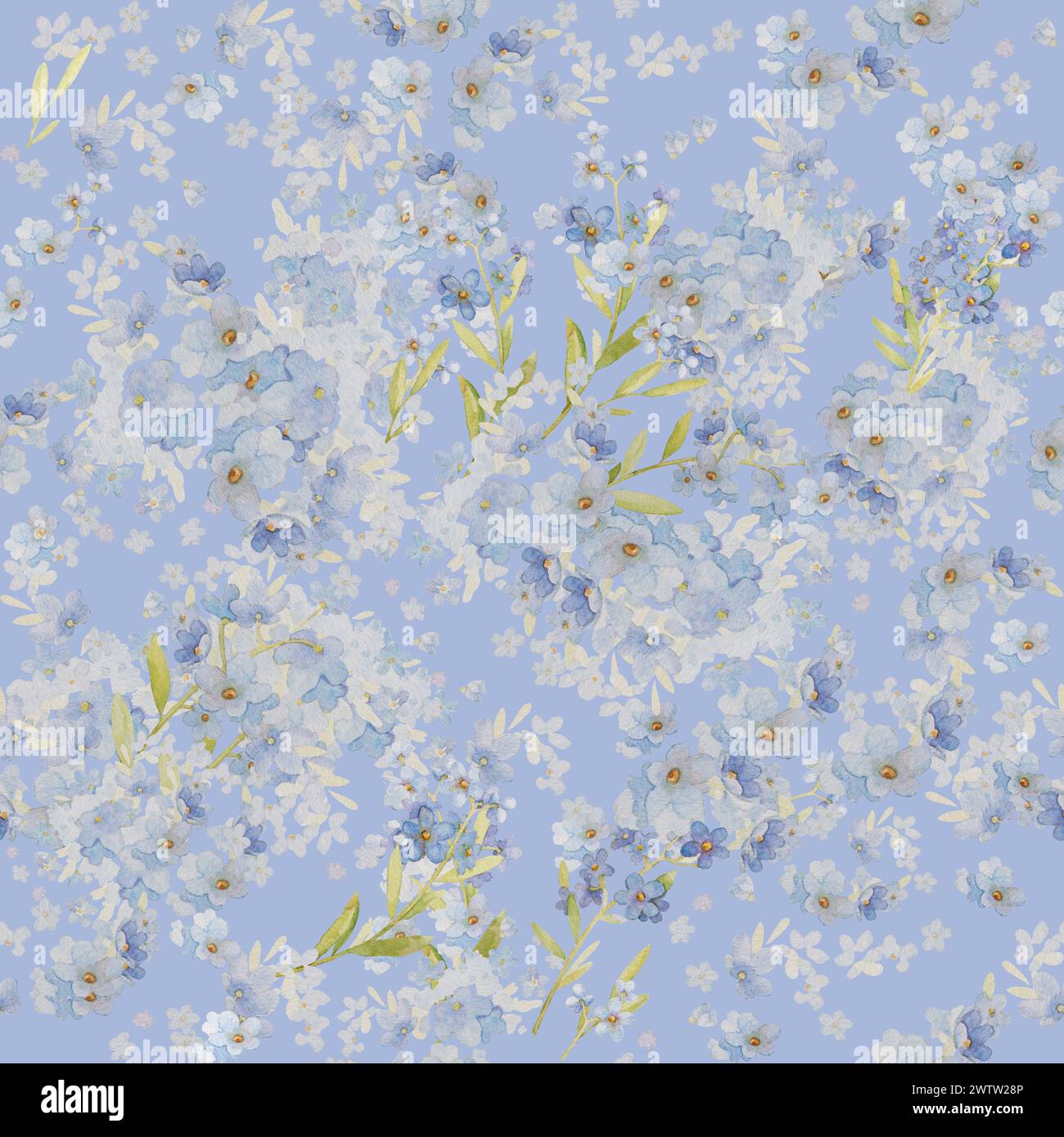 Motivo floreale Elegance con fiori blu. Sfondo floreale sfondo blu. Dimenticami, non schemi senza cuciture. Motivo floreale alla moda Foto Stock