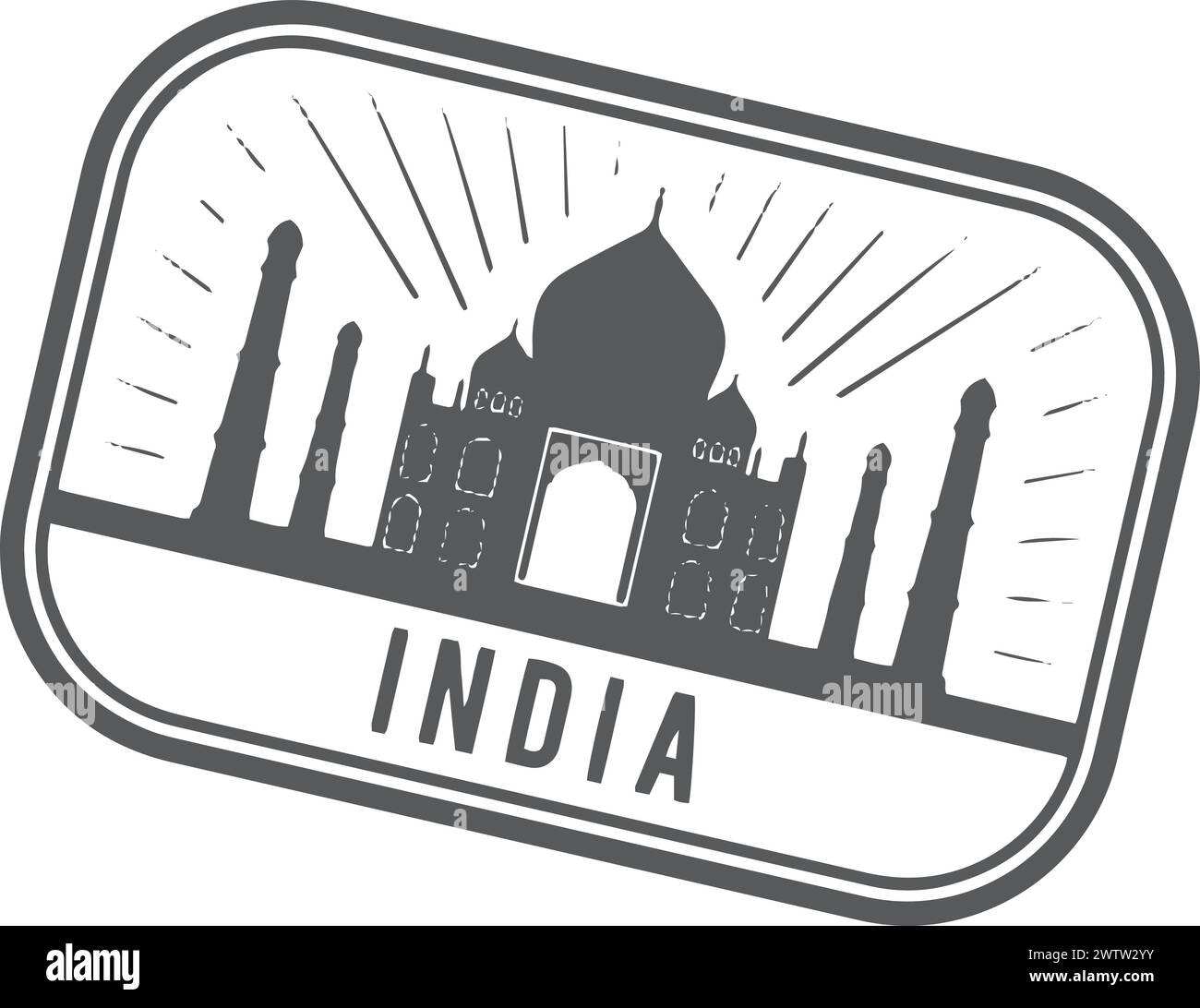 Adesivo simbolo dell'India. Simbolo nero del mondo dei viaggi Illustrazione Vettoriale