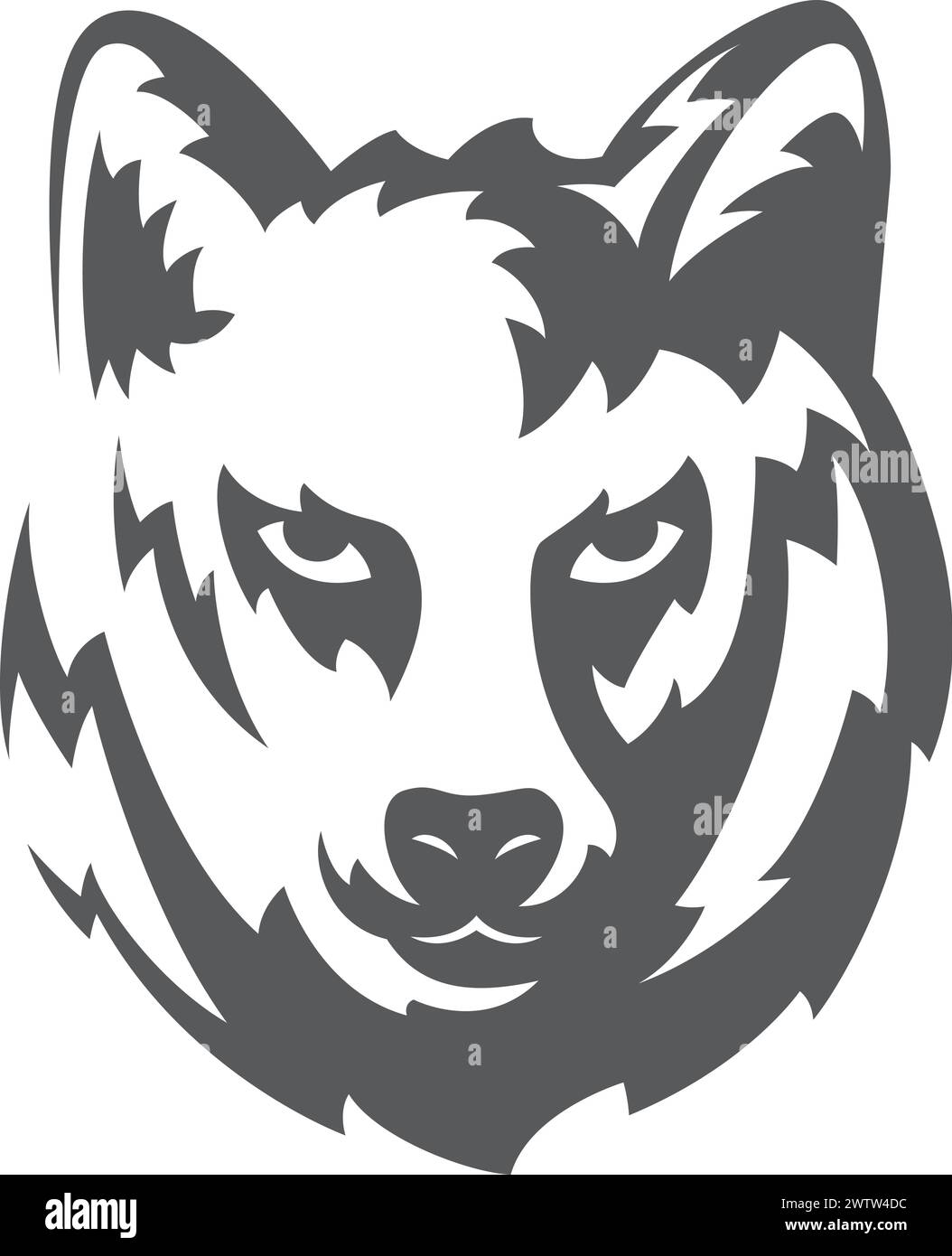 Logo Wolf Portrait. Logo nero della testa animale Illustrazione Vettoriale