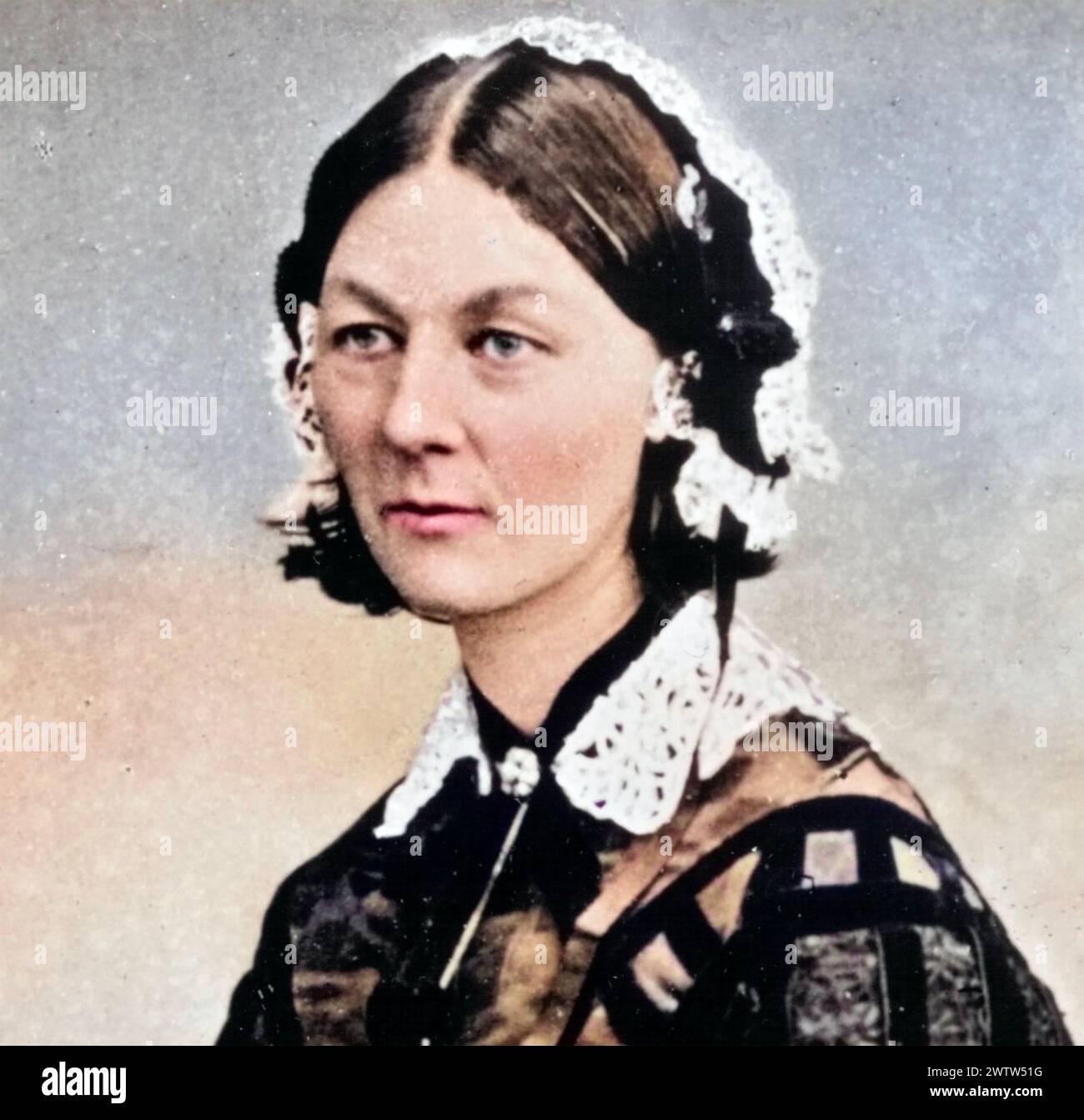 FLORENCE NIGHTINGALE (1820-1910) riformatore sociale inglese e fondatore dell'infermieristica moderna, intorno al 1860 Foto Stock