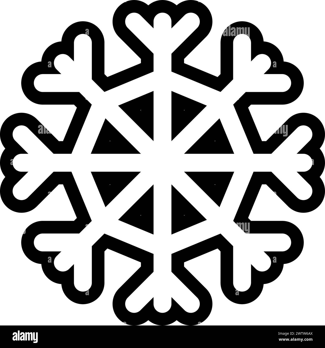 Icona del fiocco di neve. Simbolo di temperatura fredda. Segnale di gelo Illustrazione Vettoriale