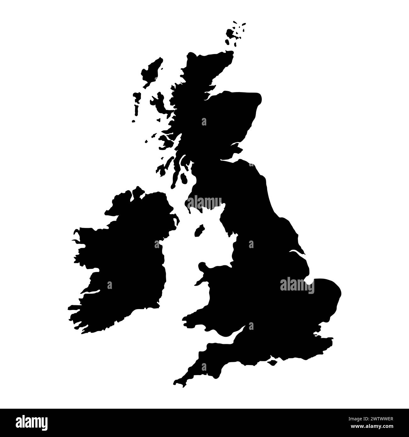 mappa vector british isles su sfondo bianco Illustrazione Vettoriale