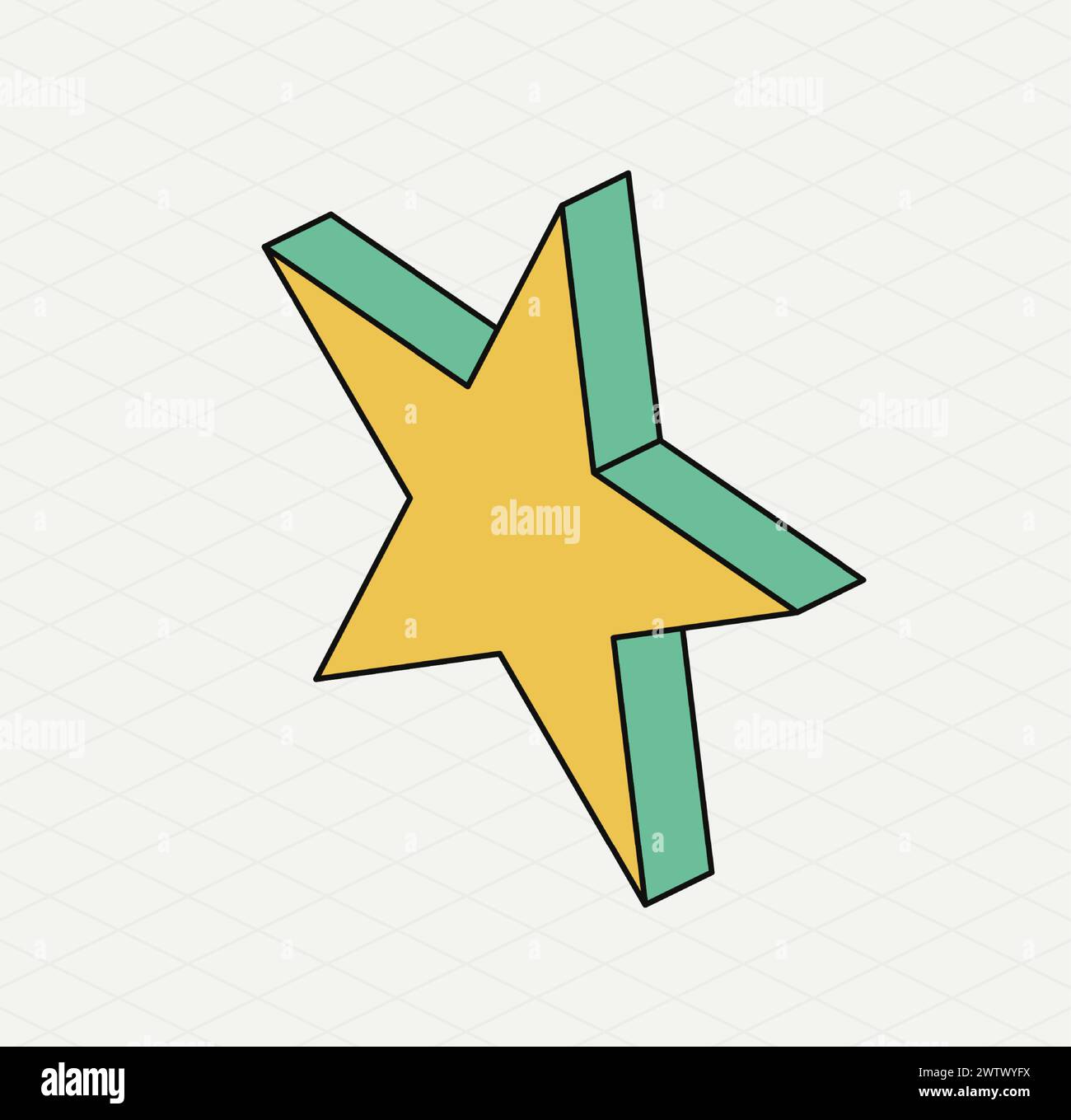 Stella verde gialla. Icona isometrica. Simbolo del giorno di San Patrizio. Illustrazione vettoriale. Stile moderno. Illustrazione Vettoriale
