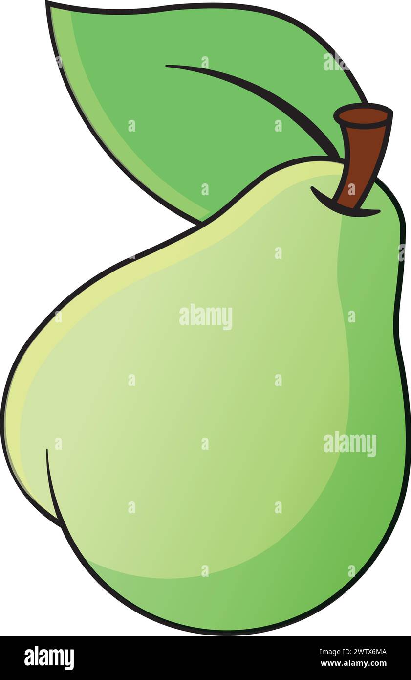 grande illustrazione vettoriale di pera verde Illustrazione Vettoriale