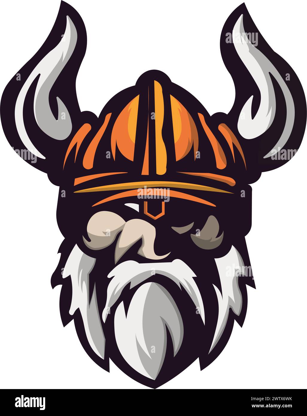 Simbolo Vector con il logo della testa Viking Warrior Illustrazione Vettoriale