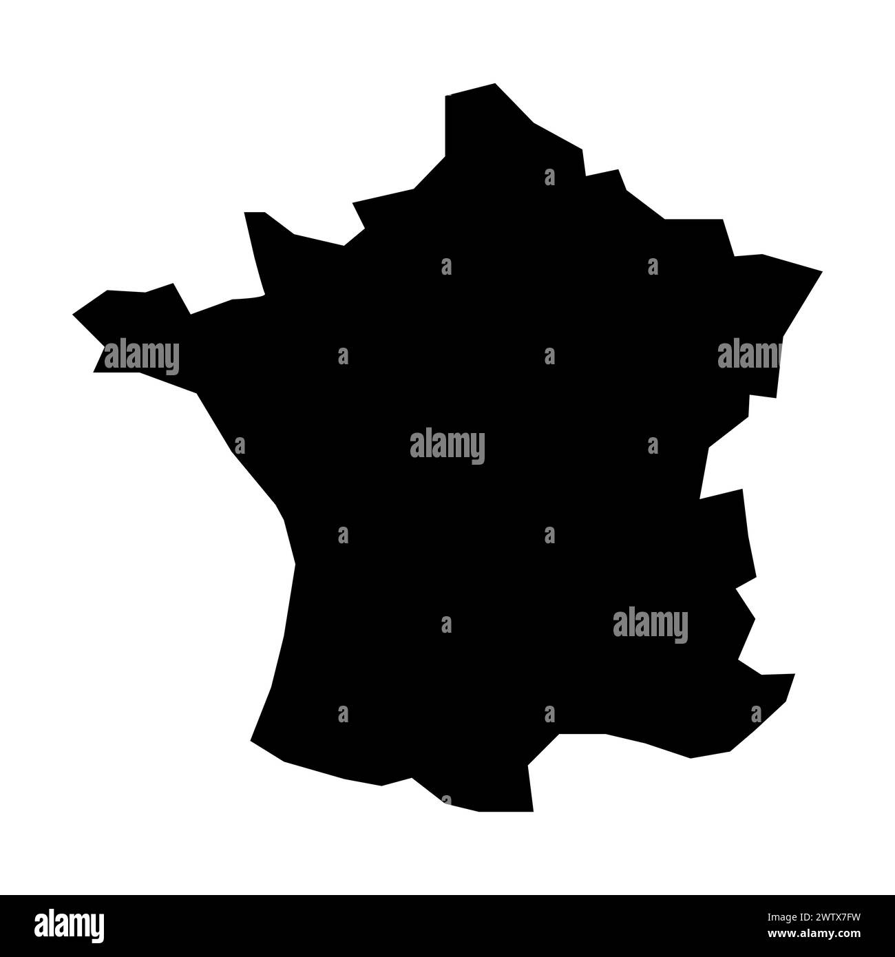 mappa della francia vettoriale nera su sfondo bianco Illustrazione Vettoriale