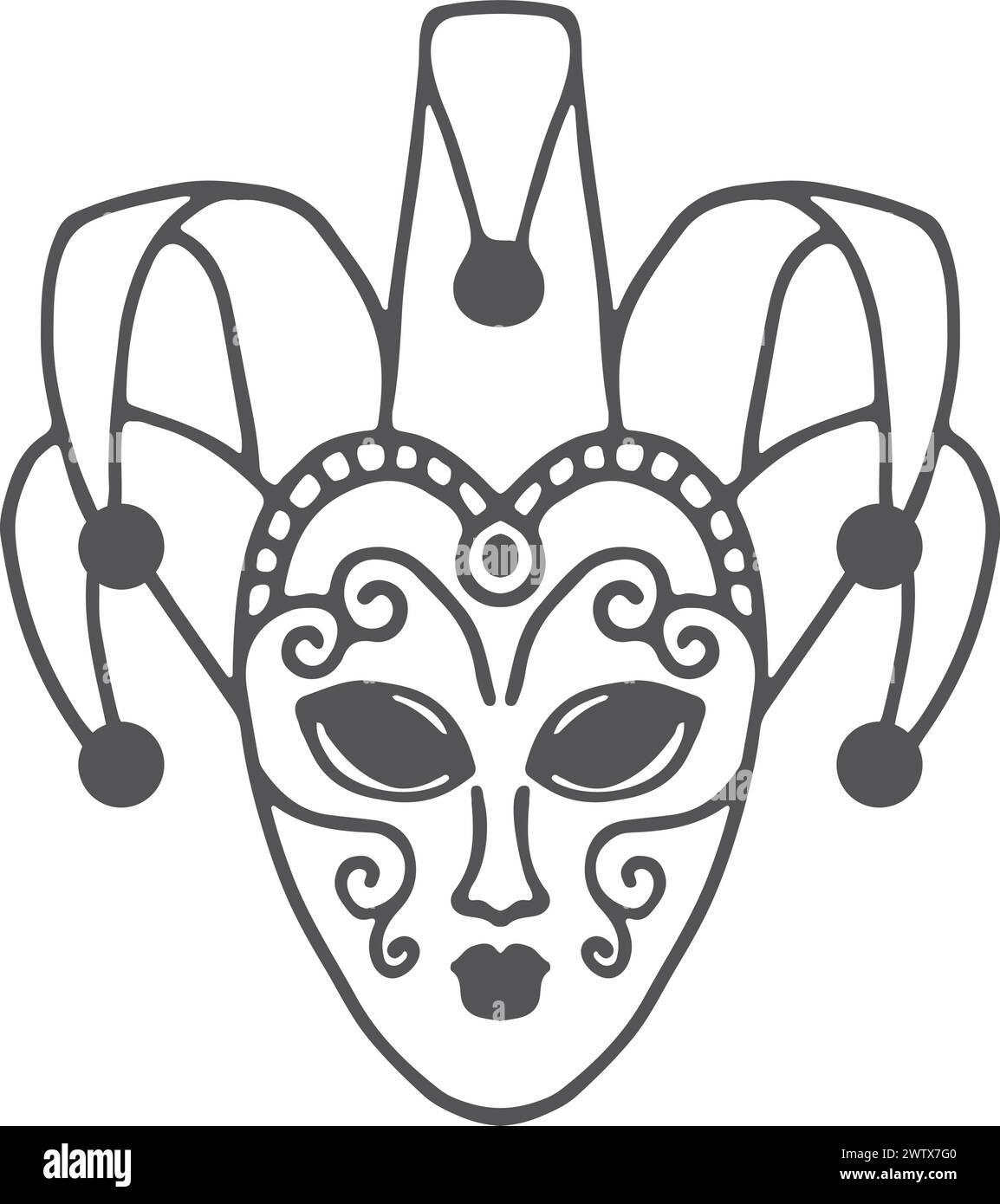 Logo della maschera teatrale. Icona della linea di cultura vintage Illustrazione Vettoriale