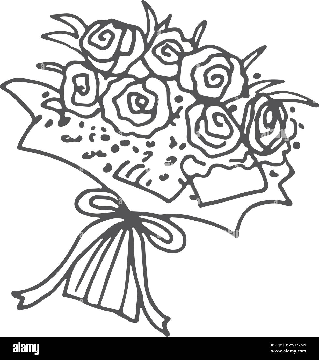 Bouquet di rose. Splendida icona regalo floreale Illustrazione Vettoriale