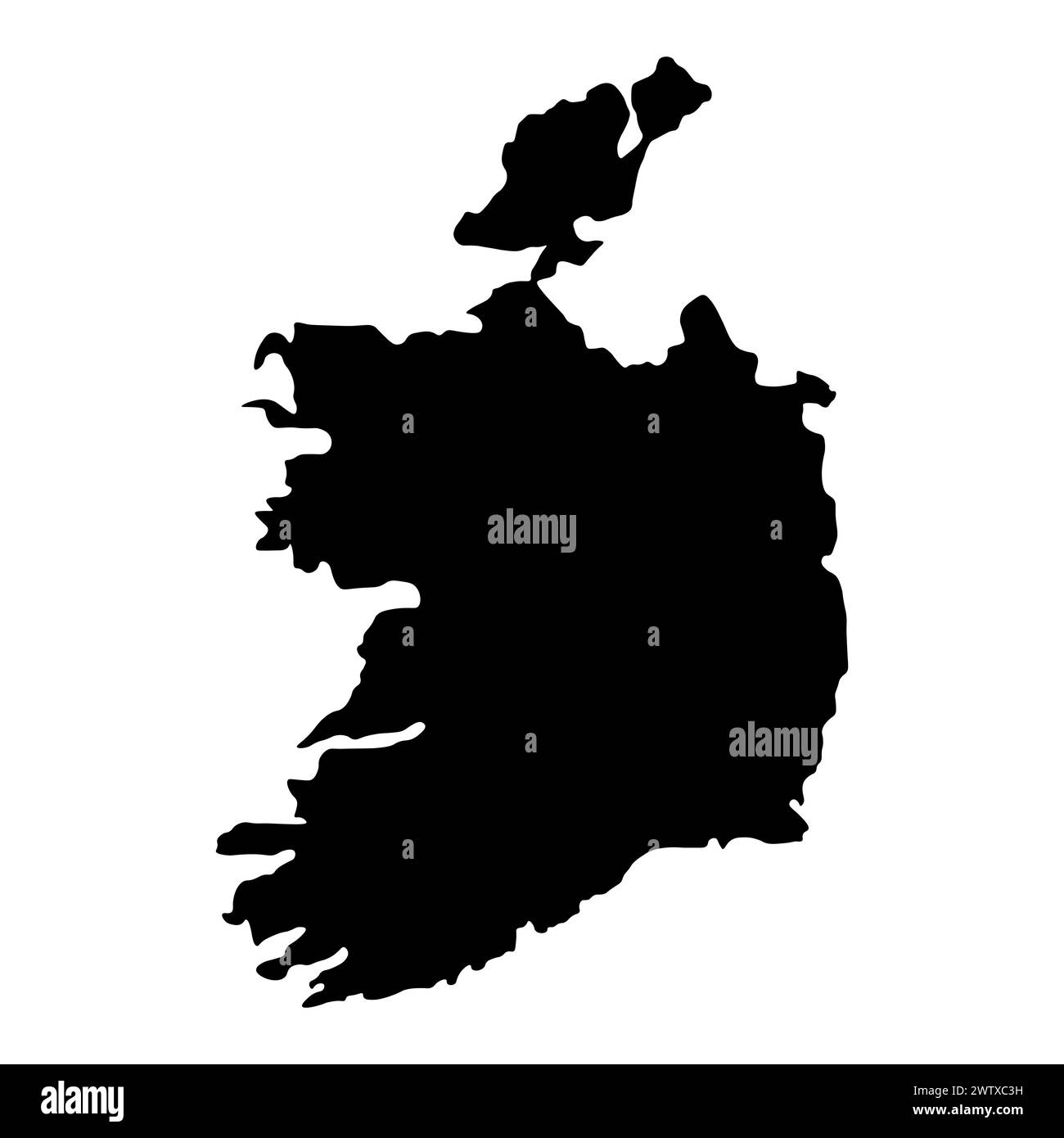 mappa vettoriale nera dell'irlanda su sfondo bianco Illustrazione Vettoriale