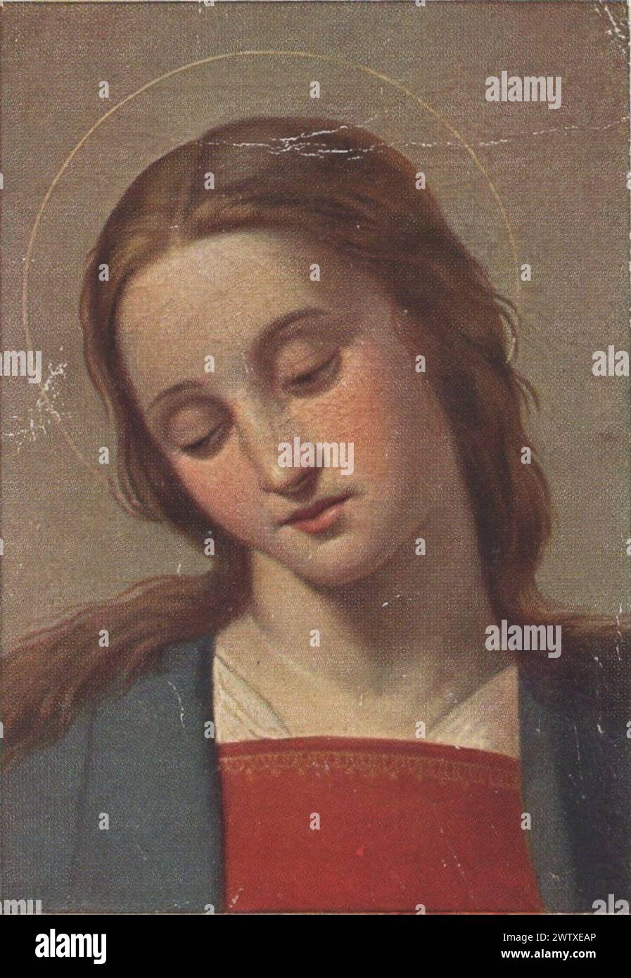 Antico biglietto sacro colorato Madonna, Santa Maria, Samaria Zell, Mater dolorosa, Immacolata, Ave Maria, Rosa Mystica, Szűz Mária, Maria, nostra Signora del dolore ulteriori-diritti-cancellazioni-non disponibili Foto Stock