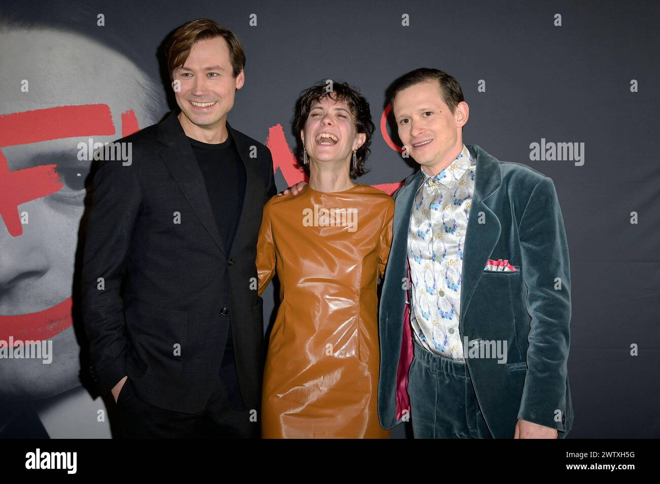 David Kross, Joel Basman und Liv Lisa Fries bei der Premiere der Fernsehserie Kafka in der Urania Berlin. Berlino, 19.03.2024 foto:XF.xKernx/xFuturexImagex kafka 4175 Foto Stock