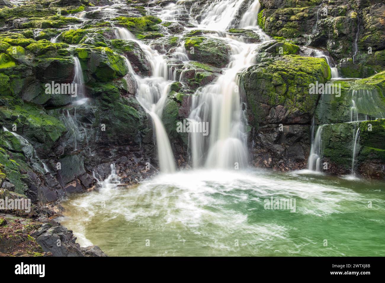 Dunseverick Falls, Co Costa di Antrim, Irlanda del Nord Foto Stock