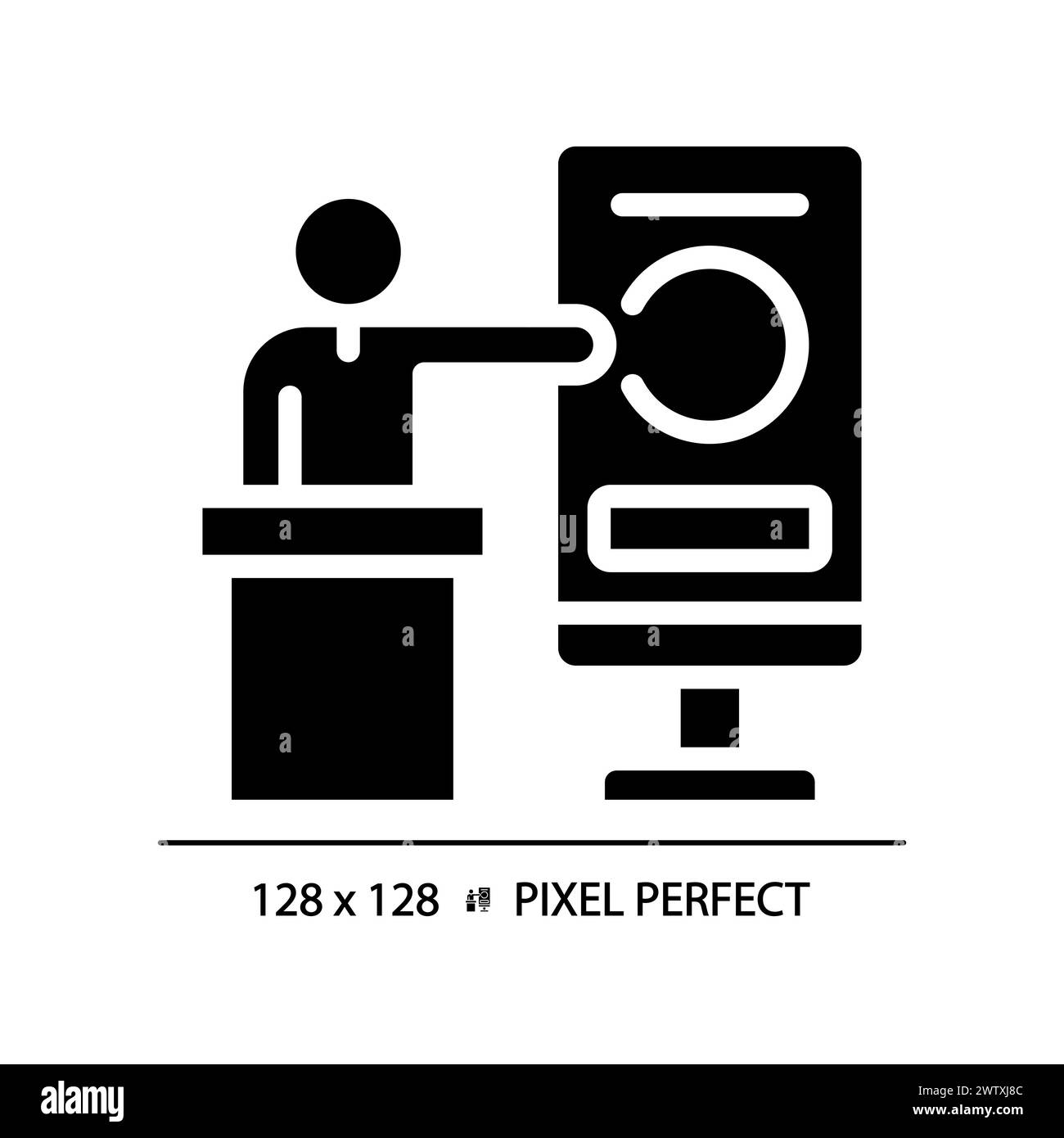 Icona del glifo nero pixel Perfect per la conferenza commerciale Illustrazione Vettoriale