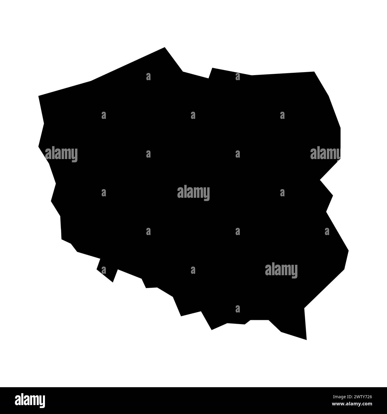 mappa nera vettoriale polonia su sfondo bianco Illustrazione Vettoriale