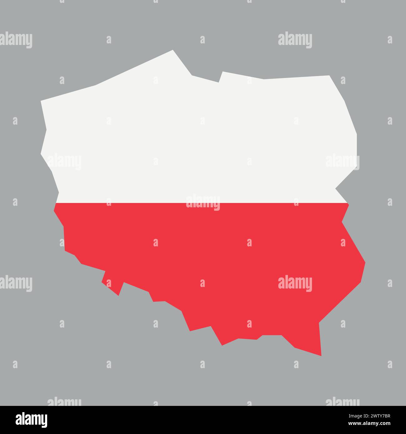 bandiera della mappa vector poland su sfondo bianco Illustrazione Vettoriale