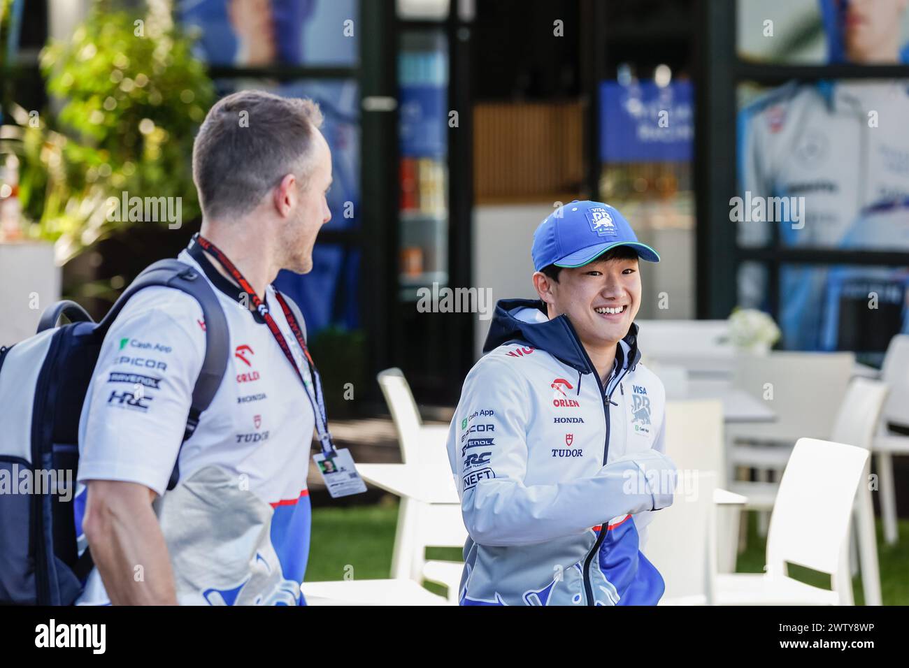 Melbourne, Australia. 20 marzo 2024. Yuki Tsunoda del Giappone e Visa Cash App RB Formula One Team nel paddock davanti al Gran Premio di F1 d'Australia sul circuito Albert Park Grand Prix di Melbourne. Credito: SOPA Images Limited/Alamy Live News Foto Stock