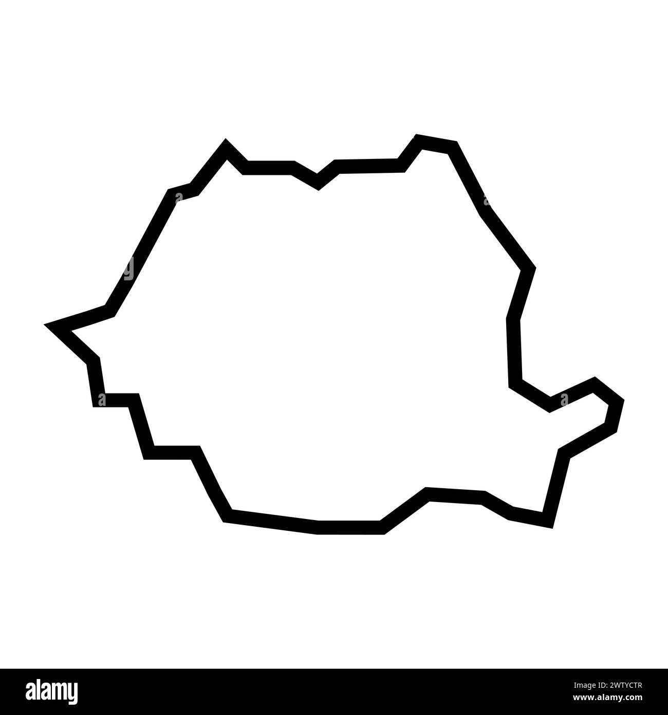 mappa del contorno della romania vettoriale su sfondo bianco Illustrazione Vettoriale