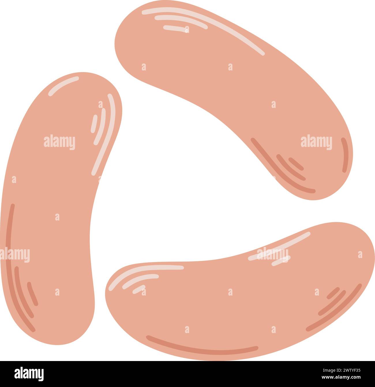 Salsicce polpette isolate su fondo bianco Illustrazione Vettoriale